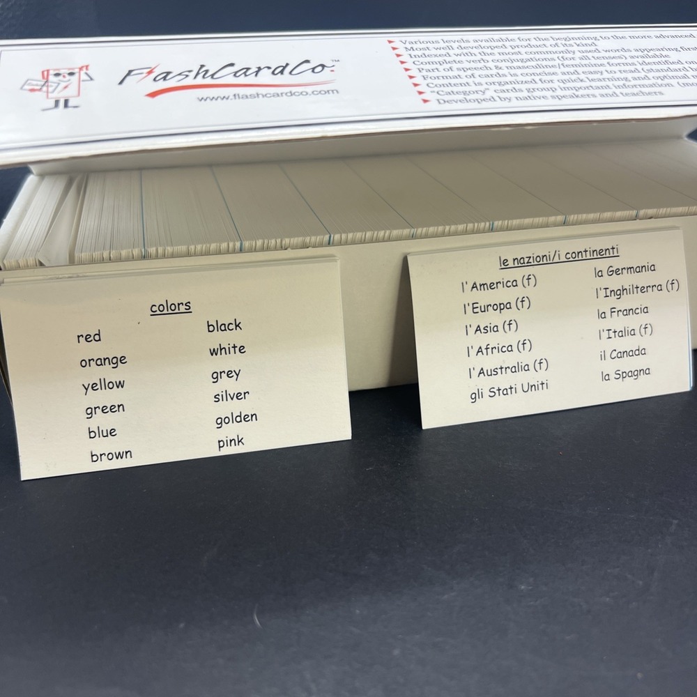 FLASHCARD CO Italian Vocabulary 3 & 4 Flash Cards Academic Study 1000 Card Set - Picture 6 of 9